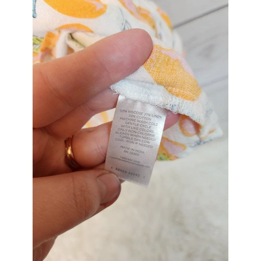 DIP Women's Yellow Pear Blouse Tied Bottom Buttons Tunic Top Size 1X‎ - Picture 4 of 6